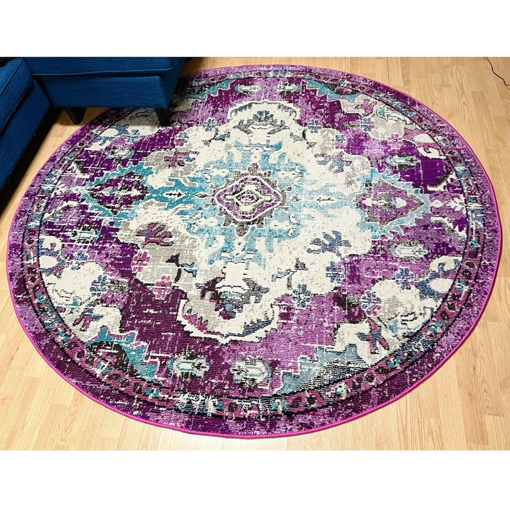 Langley Street ‘Brynlee’ Mandala Boho Bohemian 6’7” Area Rug Carpet Decor 💜🩵✨